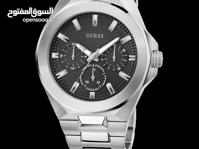 ساعة جيس داشبورد لون سلفر (GUESS Silver-Tone and Black Multifunction Watch)