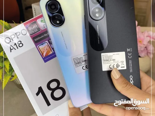 جهاز مستعمل ايام بالكرتونة oppo A18 رام 8 جيجا 128 مكفول بالشركة متوفر توصيل
