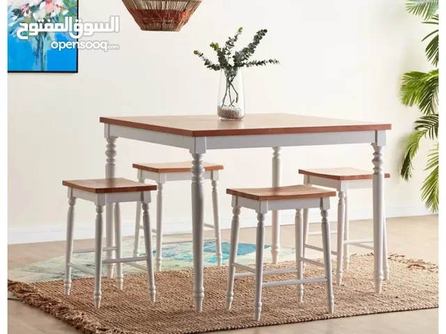 Britton 4-seater wooden top high dining set