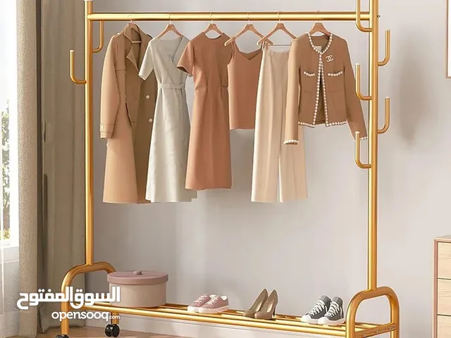 ستاند ملابس ذهبي معدني لتنظيم المساحة والملابس بشكل افضل مصنوع من المعدن القوي ضد الصدأ مقاس كبير