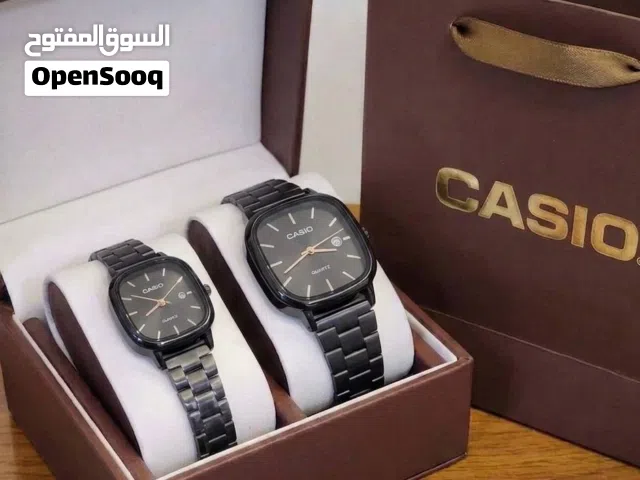 طقم ساعات كاسيو كوارتز (Couples Edition) بهيكل وسوار من الستانلس ستيل الفاخر يوجد خدمه توصيل ليبيا .