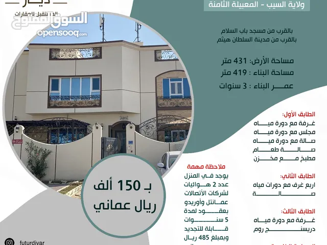 419m2 More than 6 bedrooms Townhouse for Sale in Muscat Al Maabilah