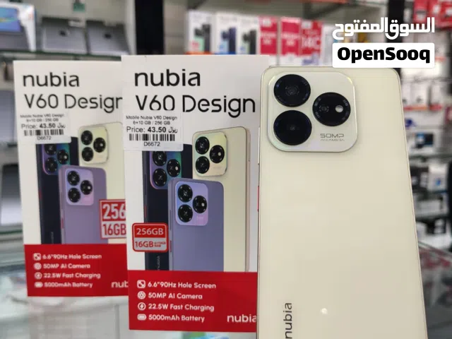 BRAND NEW MOBILE ZTE NUBIA V60 DESIGN 6+10 GB RAM 256 GB STORAGE