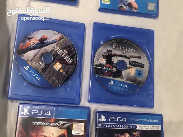 Sony video games (tekken 7, spider man, fifa, PlayStation worlds, gun)