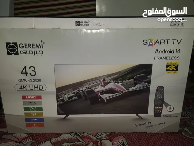شاشات جرمي4k جديد ب الكرتون43بوصة تدعم التطبيقات الاندرويد سمارت وتطبيق المباريات ياسين تيفي وغيرها