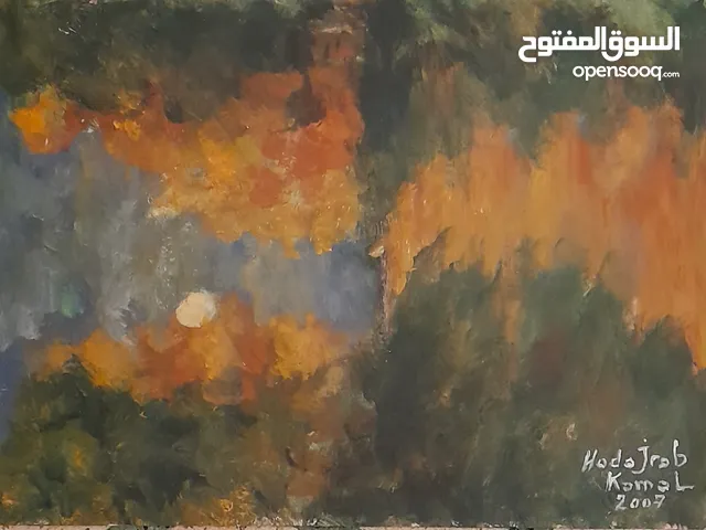 رسم اكريليك يدوي على كرتون مختص للرسم