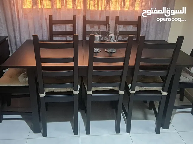 Pure wood Extendable dining table/bench/ 8 chairs IKEA like new