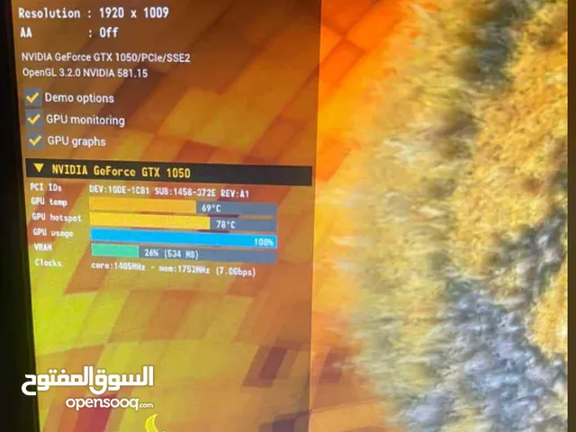 كرت شاشه نظيف gtx 1050 حرارته ما بتطلع عن ال 69 صوت مروحته جدا واطيه