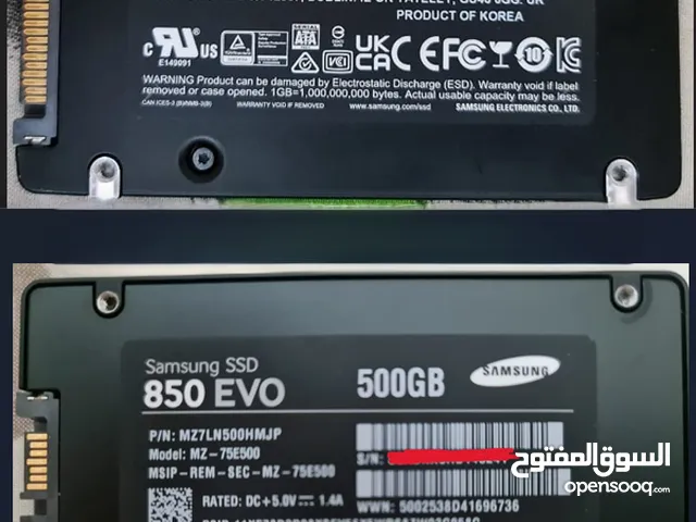 للبيع SSD 1TB SAMSUNG 870 EVO SSD مع SSD 500GB SAMSUNG 850 EVO SSD