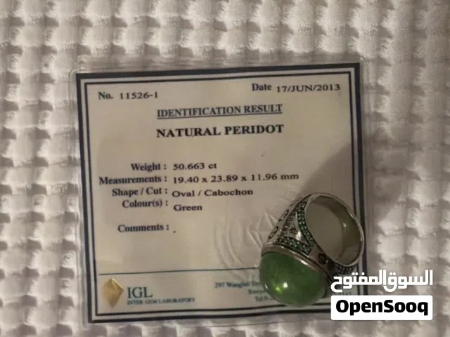 LARGE 50ct Peridot Ring in Premium Sterling Silver Setting with green Zircon and Certificate