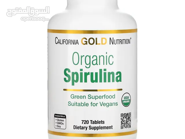 سبيرولينا العضوية 100% والنقية 720 كبسولة ، الغذاء الخارق Organic Spirulina Super Food