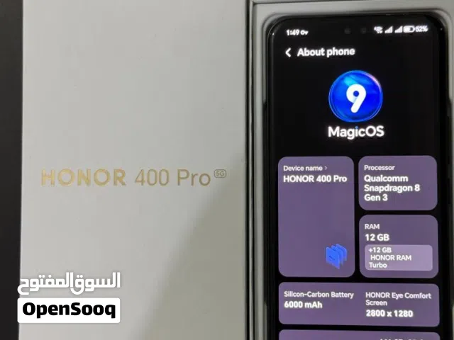 HONOR 400 Pro 5G – 12GB RAM / 512GB Storage. with box and charger.