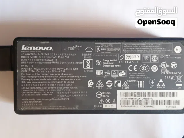 شاحن Lenovo أصلي 135 واط – مستعمل (كامل) - 30،000 ألف يوصل إلك