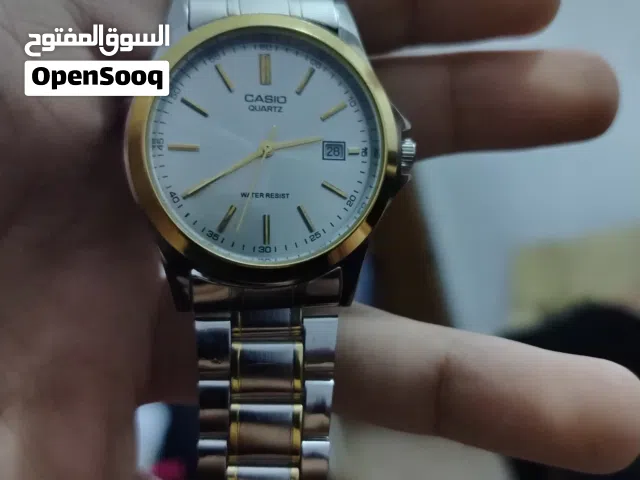ساعة كاسيو اصلي لون نادر فضي مطعم ذهبي متوفر توصيل جميع المحافظات