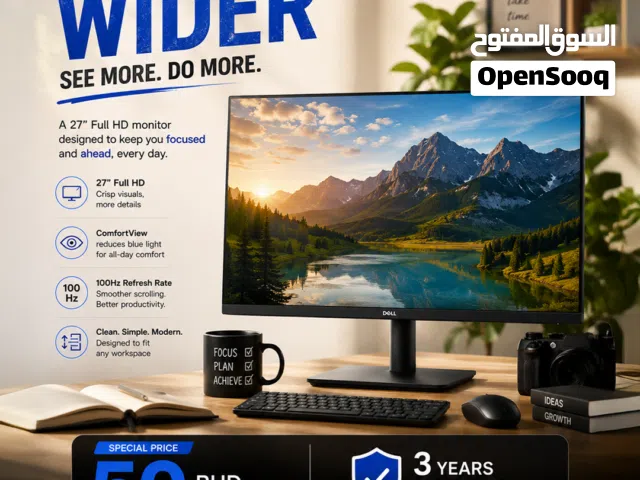 Dell 27" Full HD Monitor E2725H — Work Wider. See More. Do More.