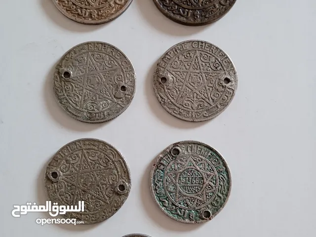 مسكوكات قديمة للفرنك المغربي (1366ه/1944م المملكة الشريفة) عمرها 80 سنة لهواة جمع المسكوكات القديمة