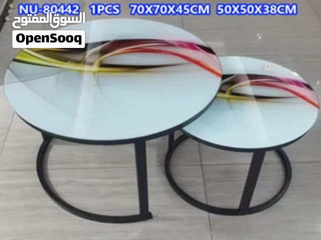 Home Living Room Tempered Glass Coffee Table Small Apartment Round Tea