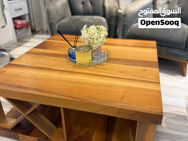 طاولة وسطية + ميز بلا ما خشب زان راقي ونضيف جدا