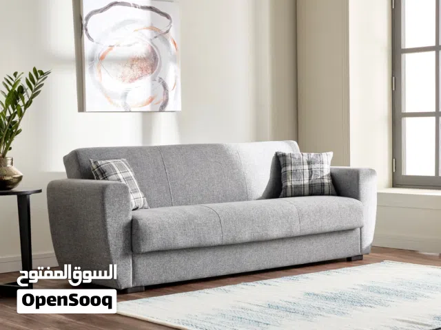 كنبة سرير 3 مقاعد قماش مع مساحة تخزين و 2 وسائد صغيرة  – جديدة كليًا من هوم سنتر