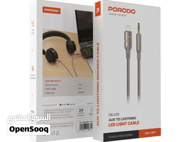 كابل بورودو AUX إلى Lightning LED للإضاءة - رمادي