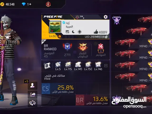 Free Fire Accounts and Characters for Sale in Irbid