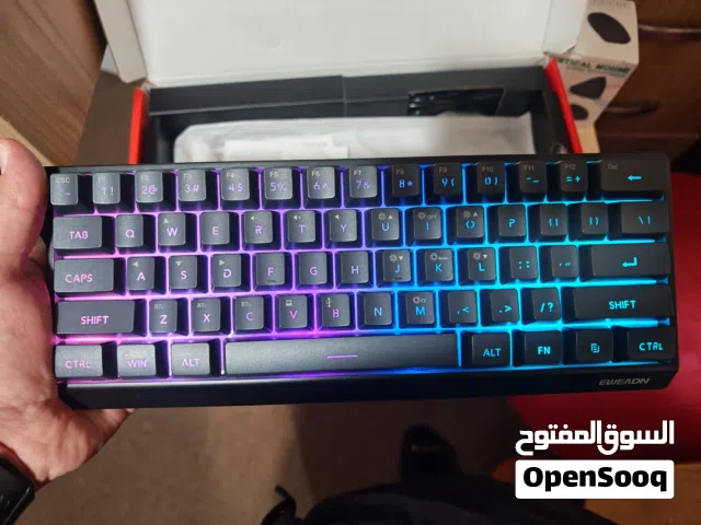 كيبورد EWEADN F61 لاسلكي RGB (3 أنظمة توصيل) + ماوس عمودي مريح - بحالة الوكالة