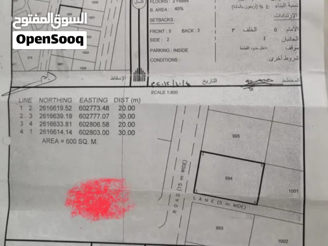 للبيع ارض في بركاء_الفليج سكنيه وسطيه مميزه على شارع قار