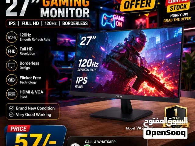 New ASUS Gaming 27 IPS Full HD Monitor BoxPack (1 Year Warranty) 120Hz Input: HDMI & VGA