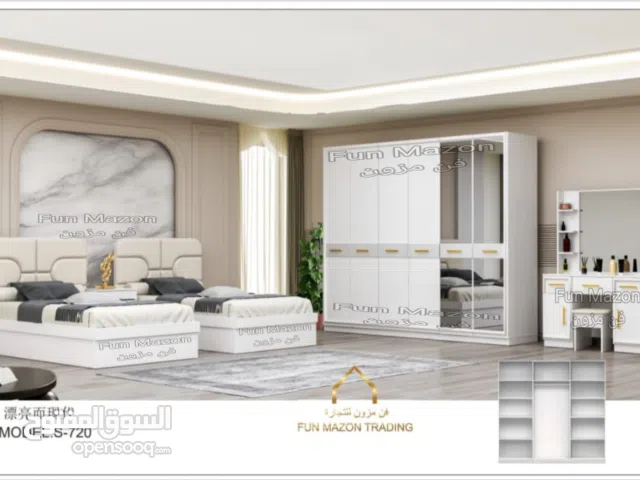 غرف نوم شبابي وبناتي موديل حديث  2 سرير 200 في 120 شخص ونص شامل التركيب والدوشق الطبي مجاني