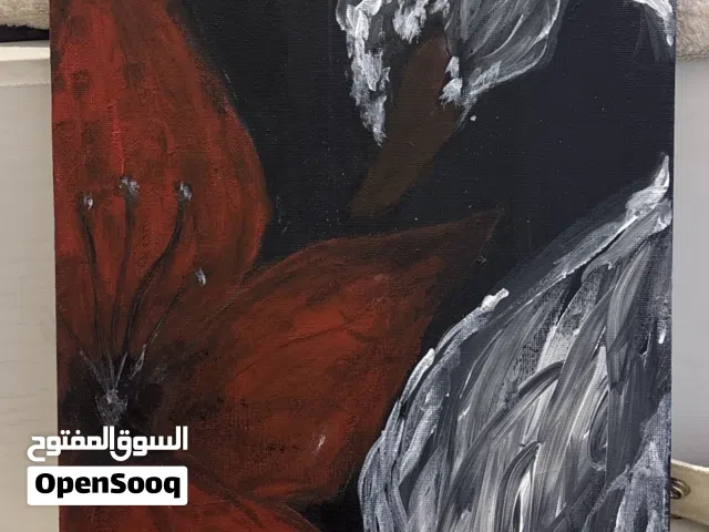 لوحة رسم يدوية بألوان أكريليك، بحالة ممتازة، مناسبة للديكور المنزلي