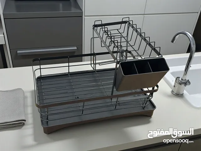 منشفة صحون و منظم مطبخ متعدد الوظائف مع صينية تصريف و صنبور تفريغ