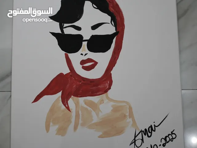 الانوثة في لوحة عصرية مستوحاة من هوليوود lady in red scarf