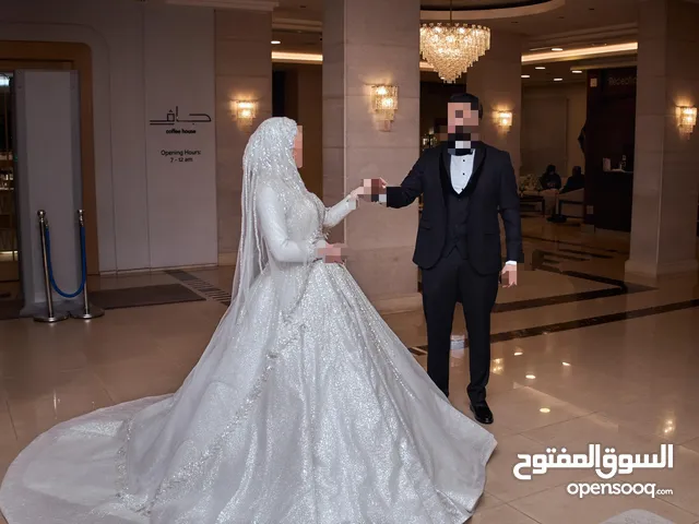 فستان عرايس محجبات وبظبط بدون بتعديل بسيط قياس مفتوح لانو من ورا ربط