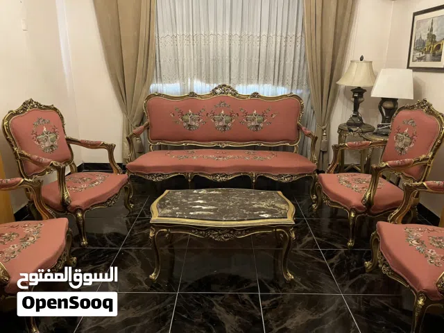 طقم صالون قماش اوبيسون فرنيسي زان احمر باتينة انجليزي