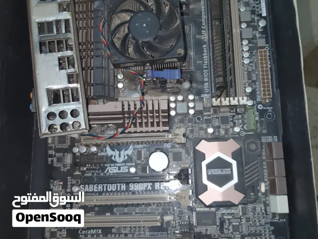 بورد نضيفه مع  ram وcpu  اسم البورد asus990xr 2.0 amd fx   cpu fx 8300  ram8+4+4