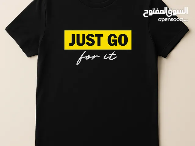 Just Go For It – Classic black tee, bold motivation. Only 2 BHD. DM to buy now! #StreetStyle #Mot