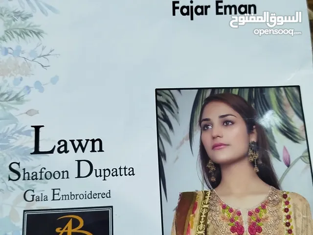 lawn 3pc stitched dress neck sequence embroidery bamber lawn chiffon dupptta