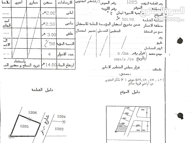 Residential Land for Sale in Amman Al-Muwaqqar