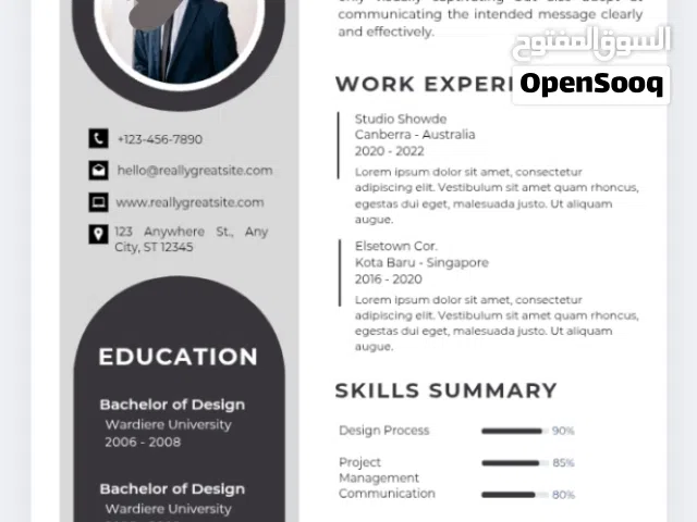 خدمة كتابة السيرة الذاتية – بسرعة وجودة عالية أقوم بتصميم سير ذاتية احترافية، واضح/ CV