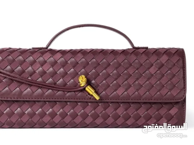 حقيبة يد جلد راقية ستايل (بوتيغا) - لون عودي فخم Premium Woven Handbag (Bottega Style) - Burgundy