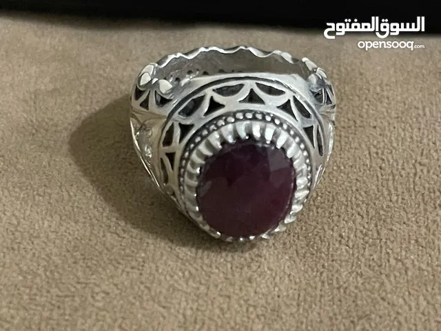 خاتم فضه مميز مع حجر يقوت افريقي
