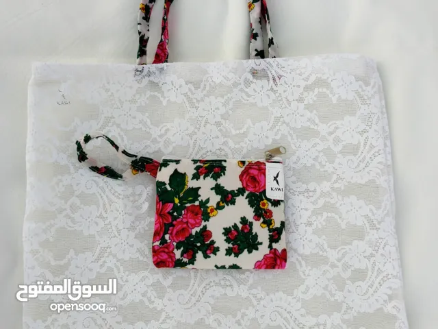Handmade Lace Tote Bag with Floral Pouch