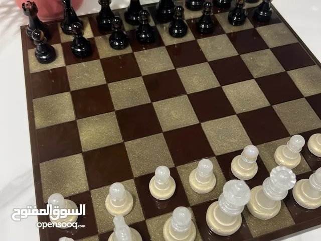 Chess Board Set Game Coffee brown and vanilla art unique decoration decor