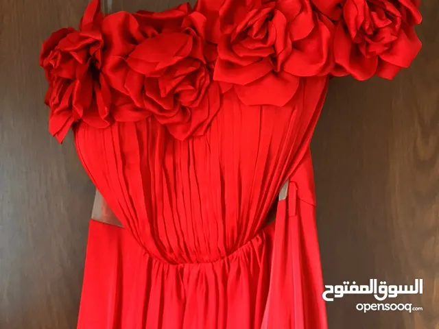 فستان سهرة تركي ، لون احمر ، طويل