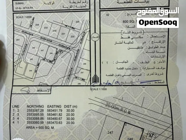 Residential Land for Rent in Al Dakhiliya Sumail
