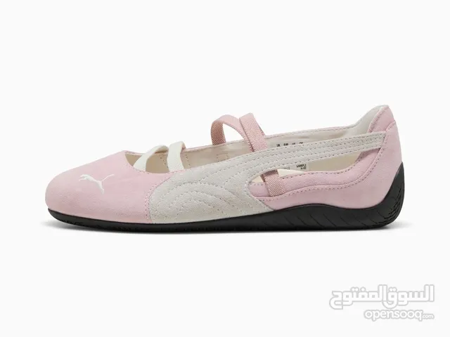 Puma Speedcat Ballet Flats for Women (Pink and White)