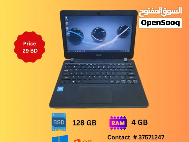 Acer Travel Mate Laptop 4GB RAM , 128GB SSD Windows 10 Pro Only 29 BD