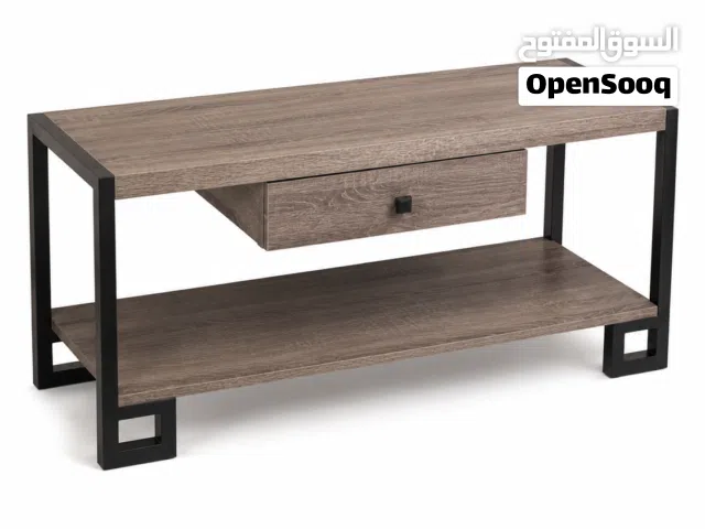 Modern Industrial Coffee Table with Drawer and Shelf