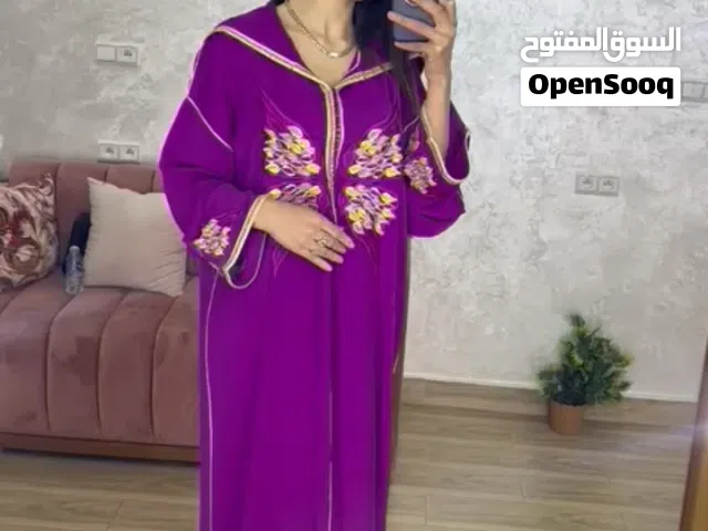 مجلابية مغربية ملكية لون أزرق ملكي - مقاس XL - شغل يد طرز وتنبات جوهر