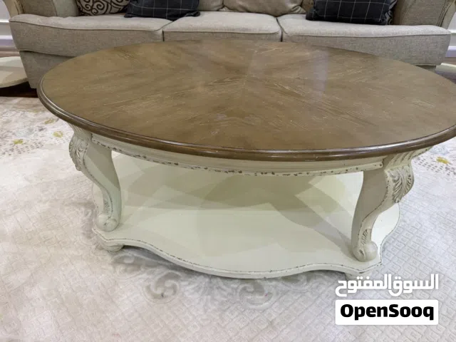 طاولة قهوه ممميزه خشب من الرقيب مع 2 طاوله ابجورات خشب مميز ونظيف
